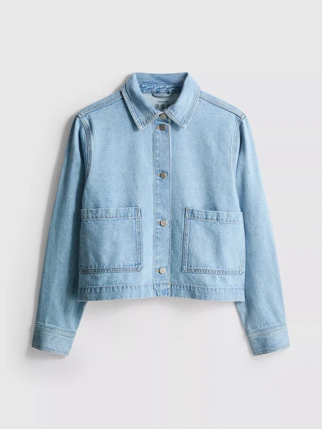 Denimjakke i bomull med påsydd lomme