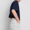 Denimshorts med middelhøy midje og oppbrett
