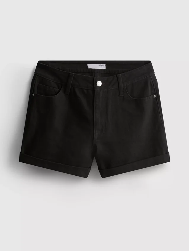 Denimshorts med middelhøy midje og oppbrett