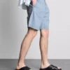 Denimshorts med strukturert snøring