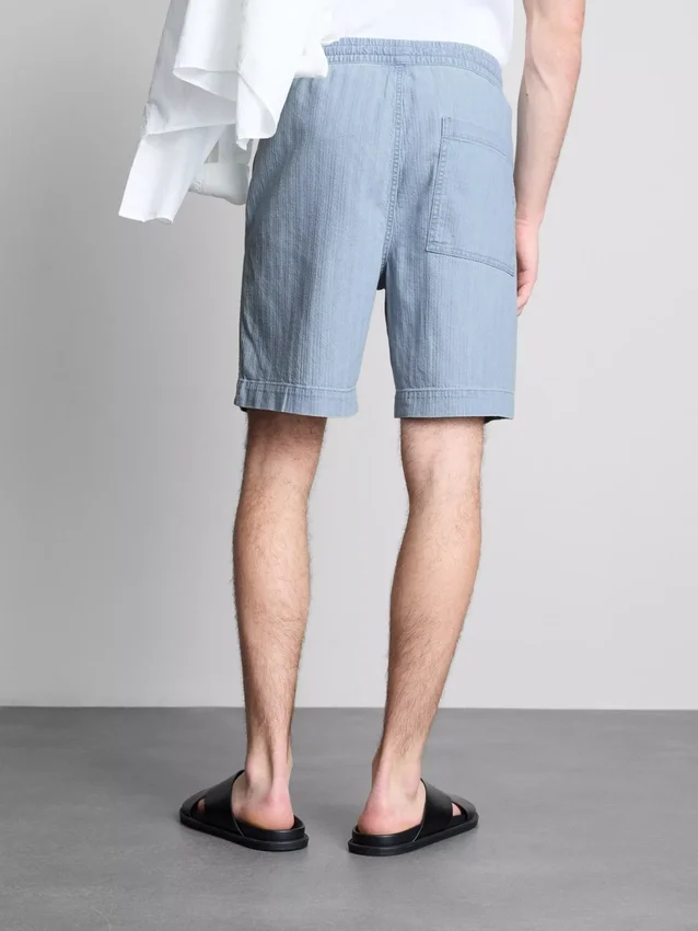 Denimshorts med strukturert snøring