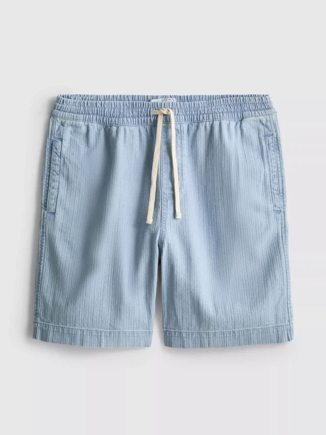 Denimshorts med strukturert snøring