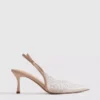 Diamanta slingback-høyhælte sko med imitert perle
