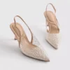 Diamanta slingback-høyhælte sko med imitert perle