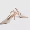 Diamanta slingback-høyhælte sko med imitert perle
