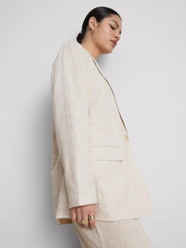 Enradet blazer i linblanding
