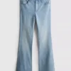 Flared-jeans i bomullsdenim med middels høy midje