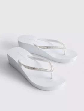 Flip-flops med kilehæl og rhinestones