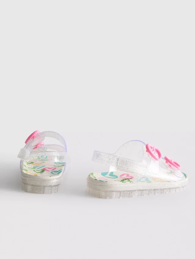 Glitter-jelly-sandaler med dobbel spenne og hælrem