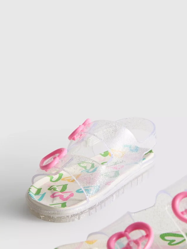 Glitter-jelly-sandaler med dobbel spenne og hælrem
