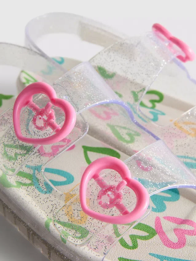 Glitter-jelly-sandaler med dobbel spenne og hælrem