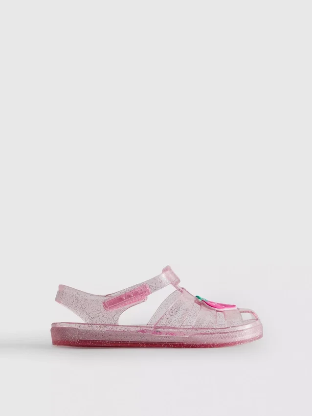 Glitter-sandaler i gelé med burdesign