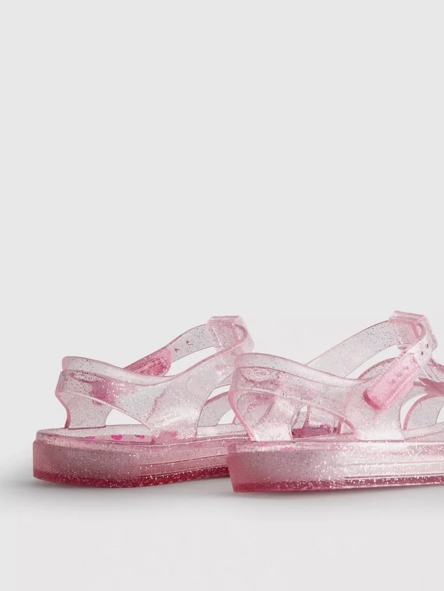 Glitter-sandaler i gelé med burdesign