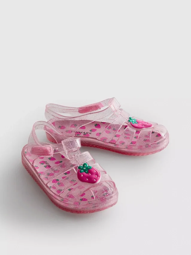 Glitter-sandaler i gelé med burdesign