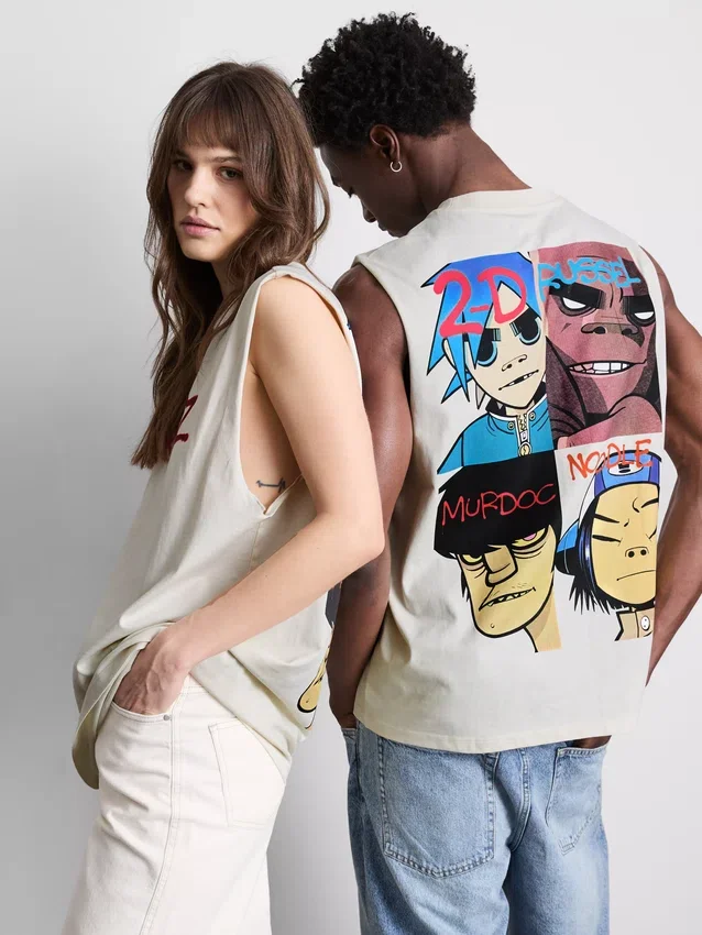 Gorillaz-tanktop med grafisk trykk