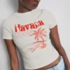 Grafisk baby-T-skjorte i bomullsrik havana