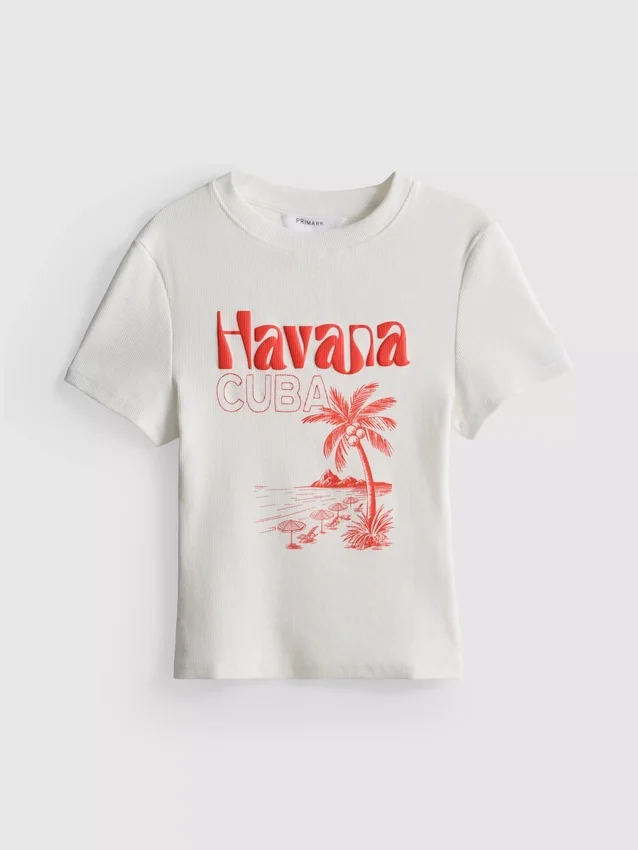 Grafisk baby-T-skjorte i bomullsrik havana