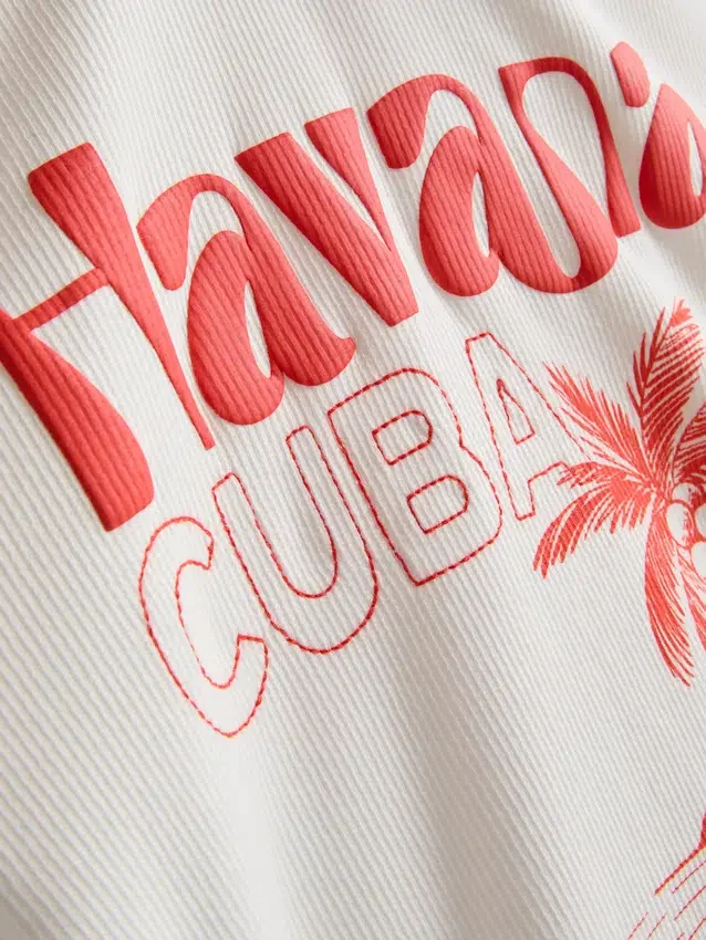 Grafisk baby-T-skjorte i bomullsrik havana
