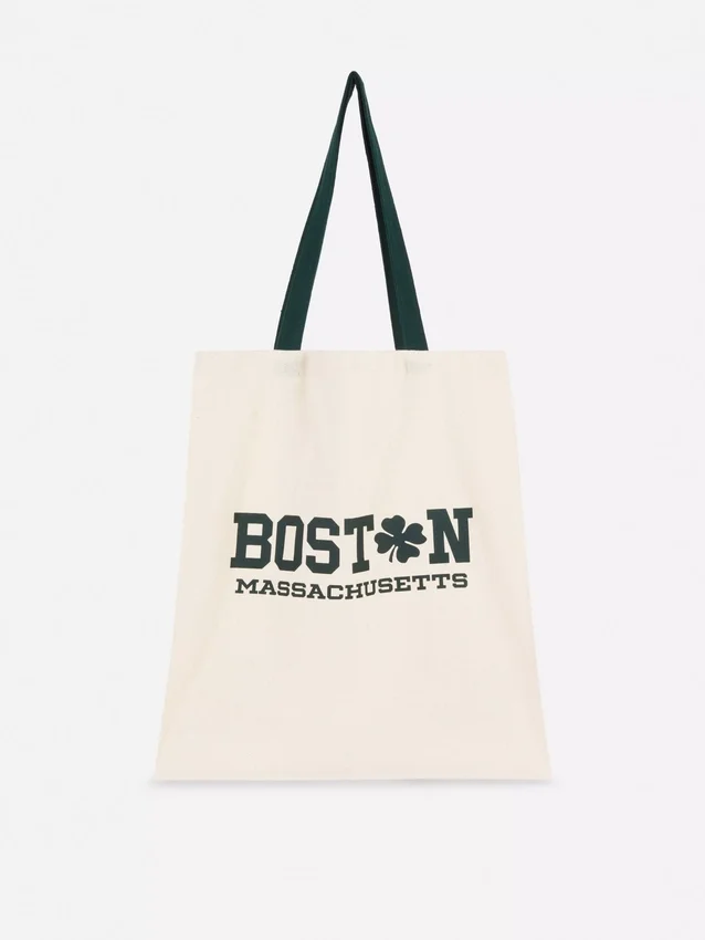 Grafisk totebag i bomull med bymotiv