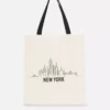 Grafisk totebag i bomull med bymotiv
