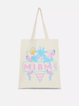 Grafisk totebag i bomull med bymotiv