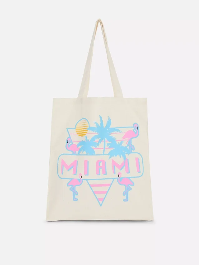 Grafisk totebag i bomull med bymotiv