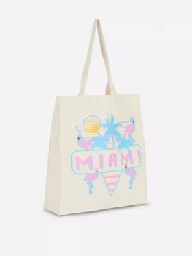 Grafisk totebag i bomull med bymotiv