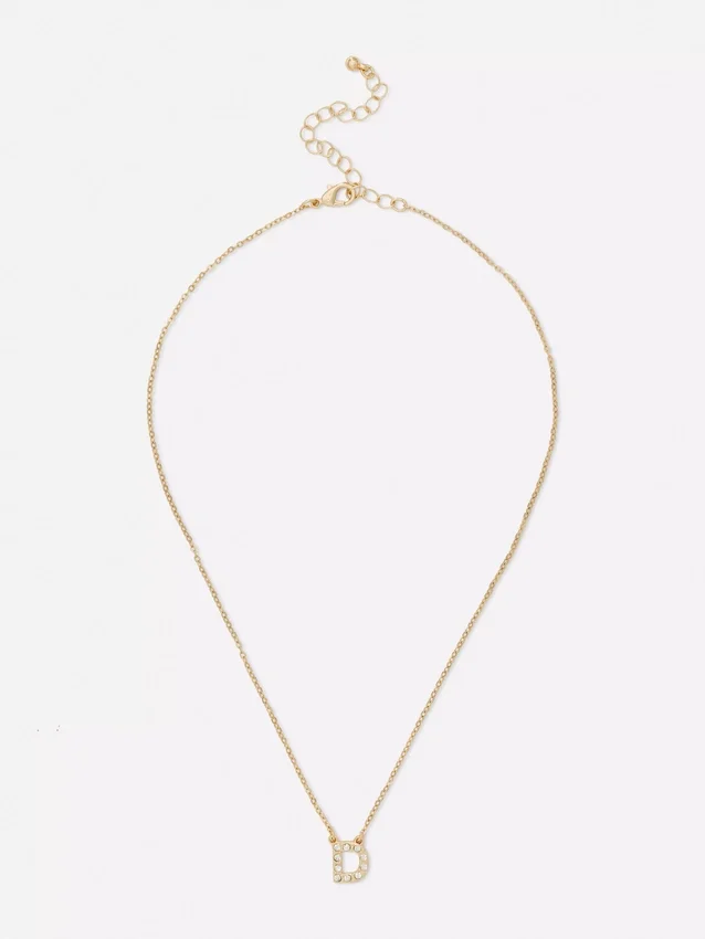 Halskjede med initialer i rhinestone