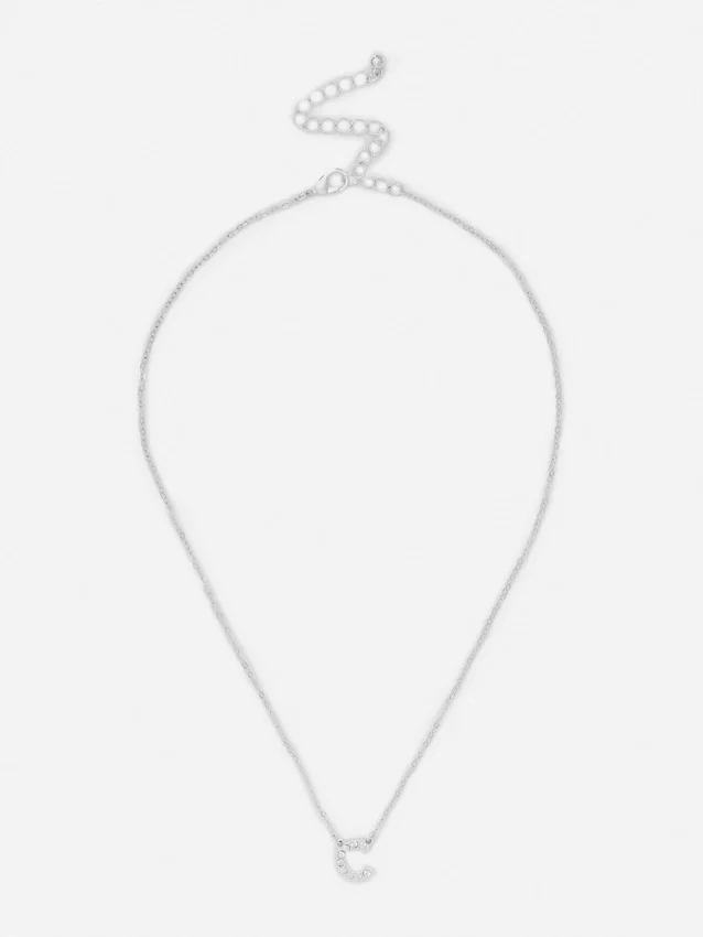 Halskjede med initialer i rhinestone