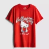 Hello Kitty bomulls-T-skjorte i avslappet stil med jordbærmotiv