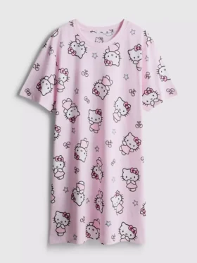 Hello Kitty-nattkjole i bomull med grafisk trykk