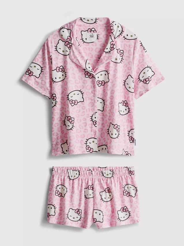 Hello Kitty-pysjamaser med korte bukser i boyfriend-stil