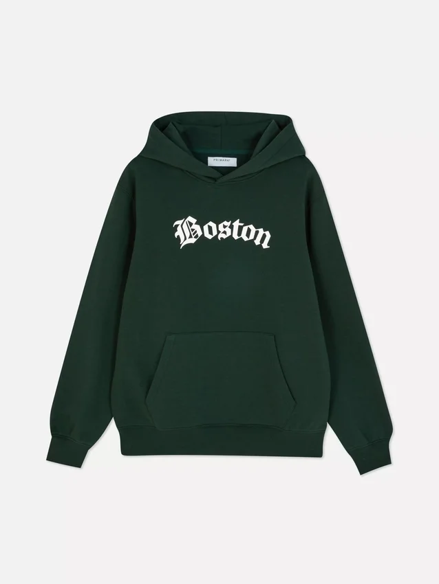 Hettegenser med Boston-motiv
