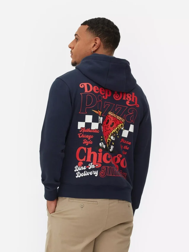 Hettegenser med «Chicago deep dish»-motiv