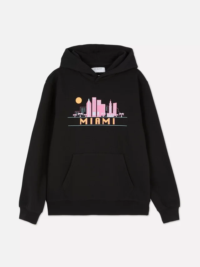 Hettegenser med Miami-skyline