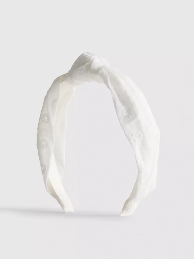 Hårbånd med broderie anglaise-knute