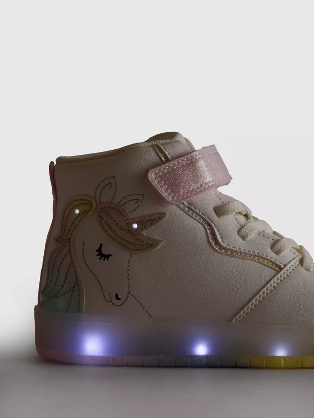 Høye sneakers med lysende enhjørning