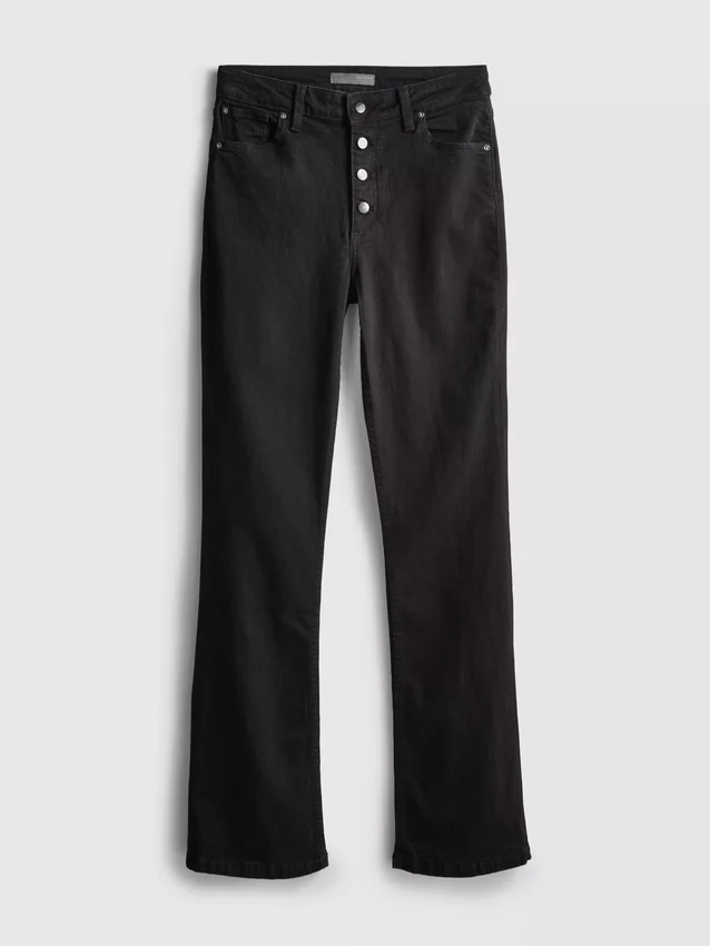 Jeans i bomull med middels høy midje og bootcut-passform