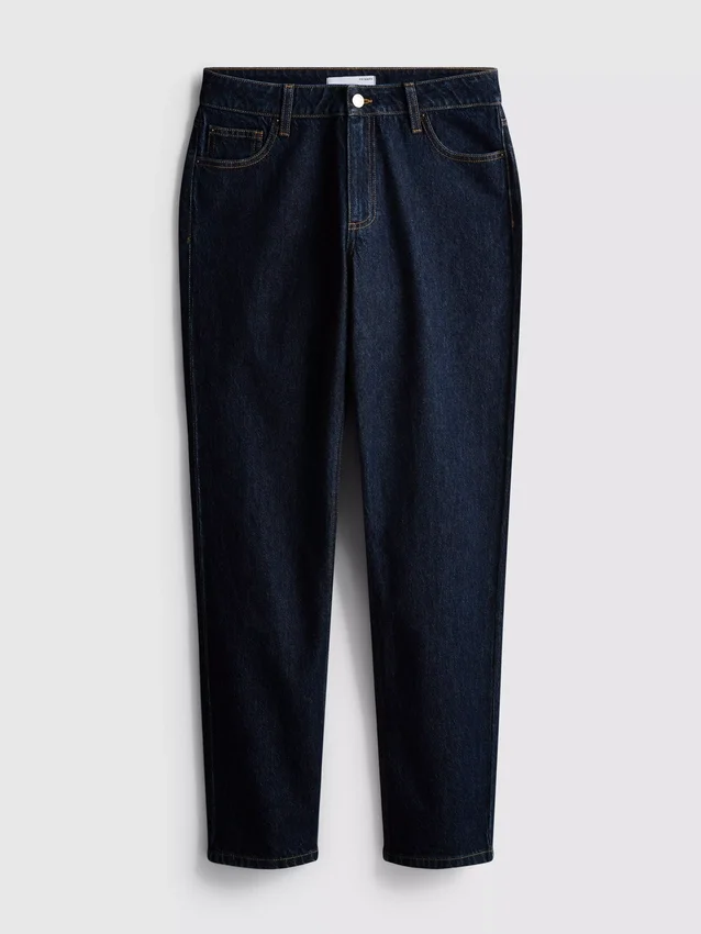 Jeans i bomullsdenim med middels høy midje og rette ben