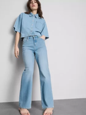 Jeans i bomullsdenim med rett ben