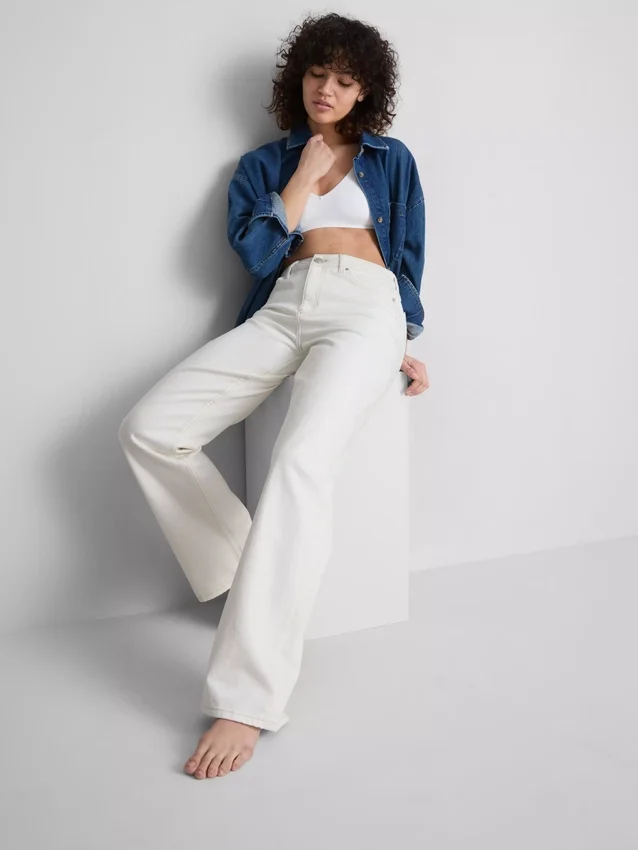 Jeans i bomullsdenim med rett ben