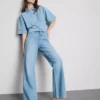 Jeans i bomullsdenim med rett ben