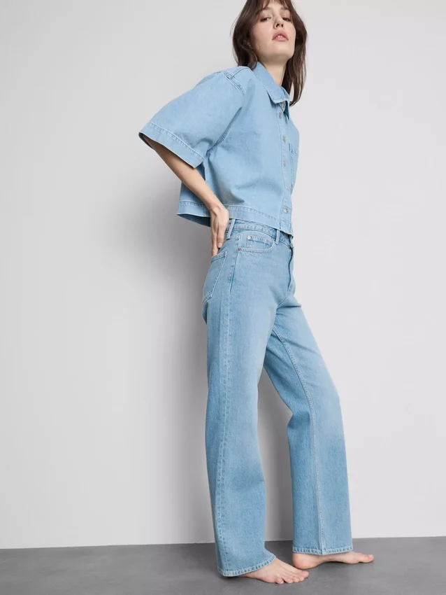Jeans i bomullsdenim med rett ben