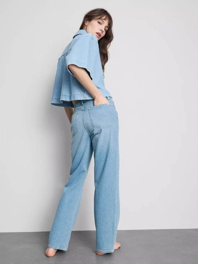 Jeans i bomullsdenim med rett ben