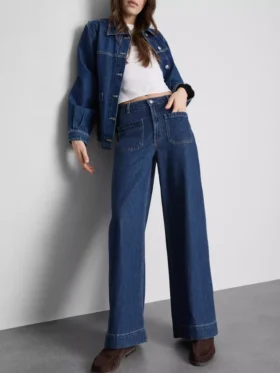 Jeans med brede ben og lommer foran
