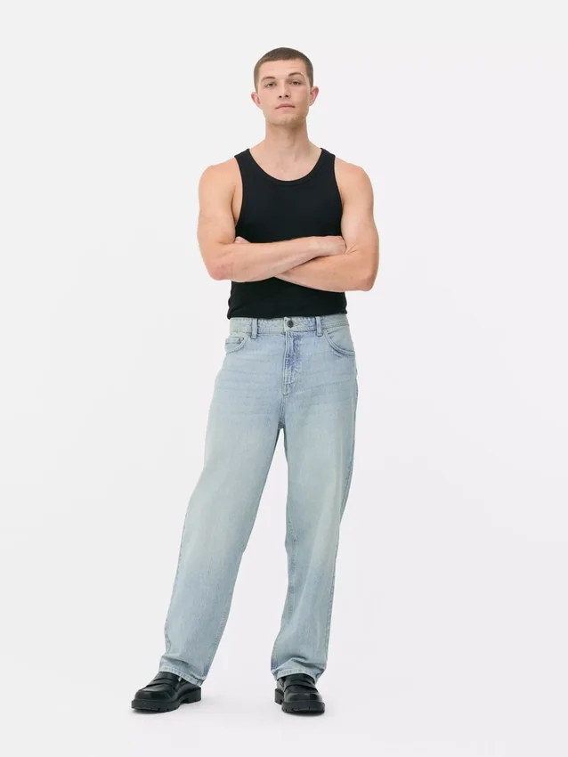 Jeans med høy midje og avslappet passform