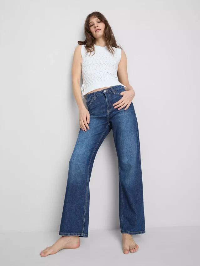Jeans med høy midje og rette ben
