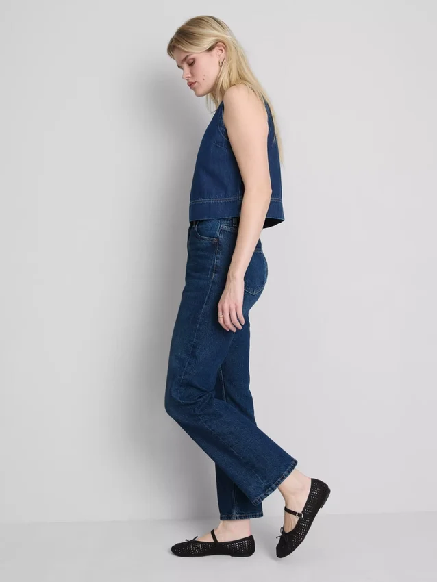 Jeans med høy midje og rette ben