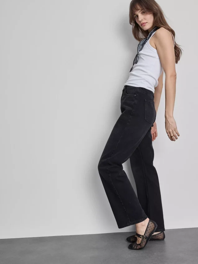 Jeans med høy midje og rette ben