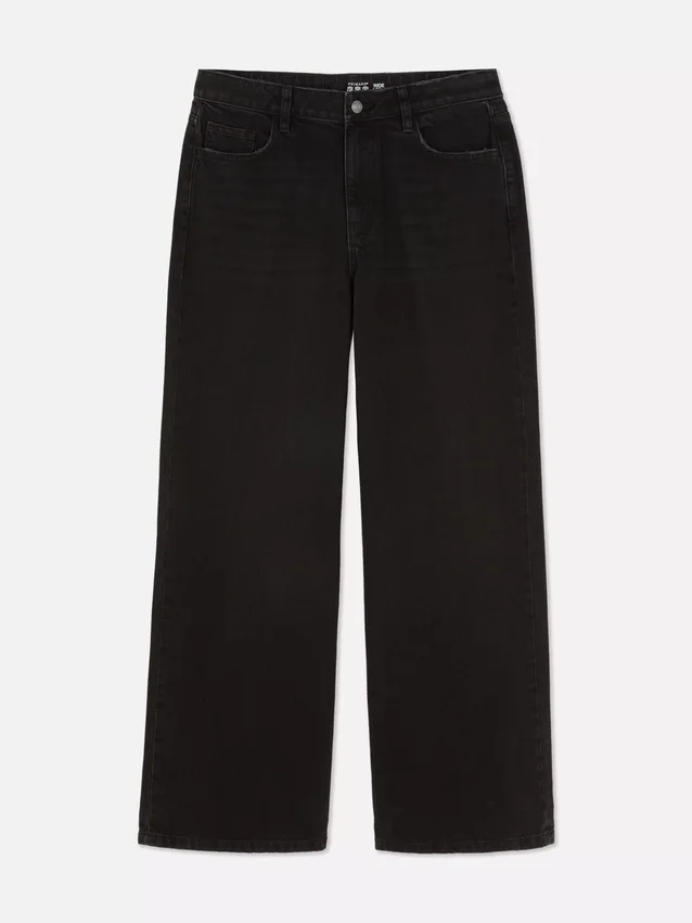 Jeans med middels høy midje og vide ben